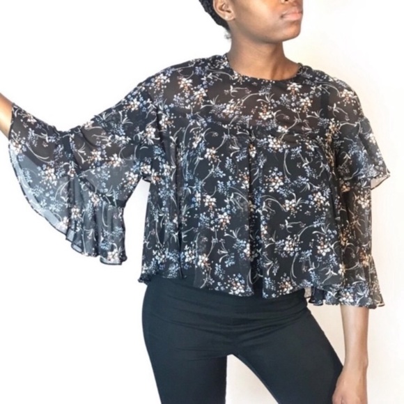 ZARA Floral Tiered Ruffled Top - Picture 5 of 8